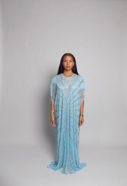 Handbestickte Abaya – Perlen & Kristall Edition