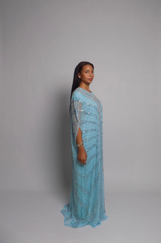 Handbestickte Abaya – Perlen & Kristall Edition
